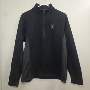 Spyder Textured Black Mens SZ Medium Sweater 1/4 Zip